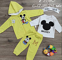 Дитячий костюм-трійка MICKEY унісекс розмір 6-24 міс, колір уточнюйте під час замовлення