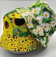 Літня двостороння панама унісекс ПОЛЬОВІ КВІТИ (Розмір 50-52,53-54,54-55,56-57), Зелена