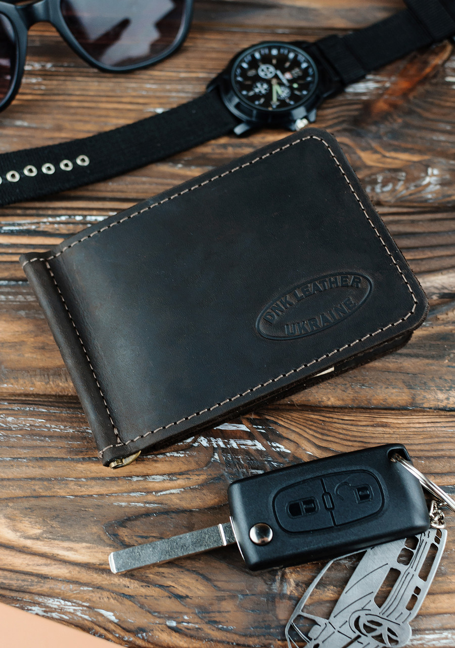 Затиск шкіряний для купюр DNK Leather DNK-LW-09-col.F коричневий, фото 1