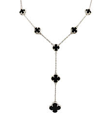 Срібне кольє з оніксом "Конюшина" КЛВ/М-он