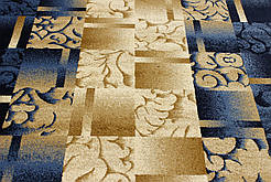 Блакитна килимова доріжка хіт-сет SUPER ELMAS 5131C Ivory/D.Blue ширина 120 см