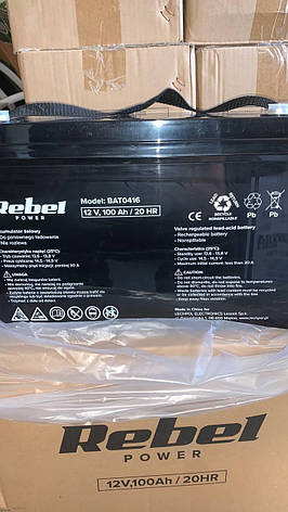 Акумулятор гелієвий Rebel 12V 100Ah (BAT0416), фото 3
