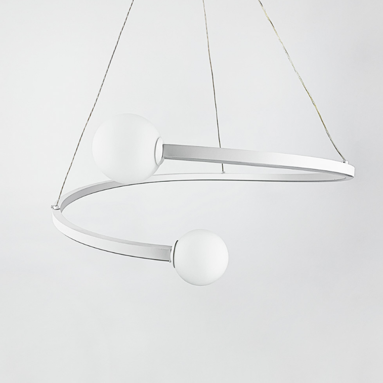 БІЛА LED ЛЮСТРА RING З 2 БІЛИМИ ПЛАФОНАМИ ДІАМЕТРОМ 60 De 1C WT, фото 1