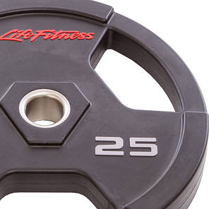 Диски поліуретанові для штанги LIFE FITNESS 25 кг 51 мм для тренувань із вільною вагою, фото 3