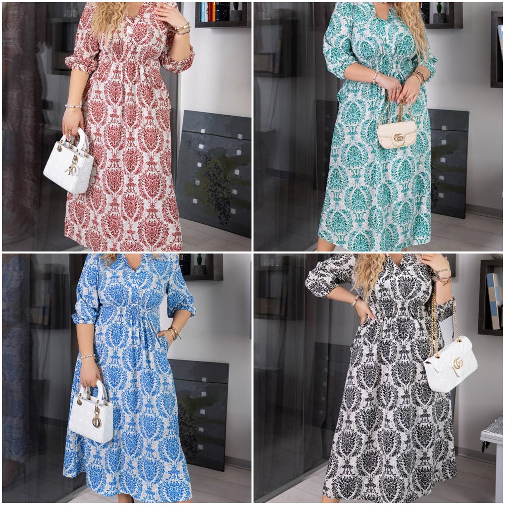 Літня красива сукня вільного крою з довгими рукавами із софту розміри батал