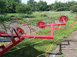 Посилені граблі ворошилки ГКП-4 сонечка навісні до трактора (посилена рама з профільної потовщеної труби, оцинковані зуби ∅ 6 мм)