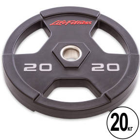 Диски поліуретанові для штанги LIFE FITNESS 20 кг 51 мм для тренувань із вільною вагою, фото 1