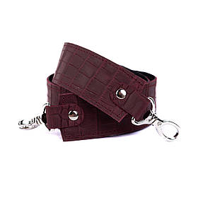 Ремінь з карабінами (85*4см) на підкладі, колір Бордова рептилія