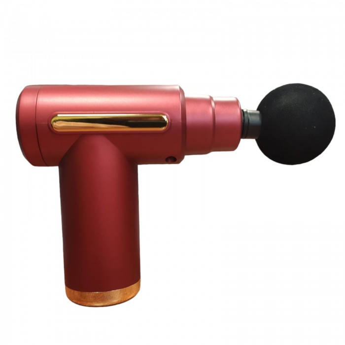 Масажер Акумуляторний для тіла м'язовий портативний ручний 4 насадки Fascial Gun 8673 Червоний