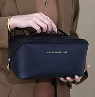 Косметичка зі штучної шкіри, дорожній органайзер для косметики Чорна