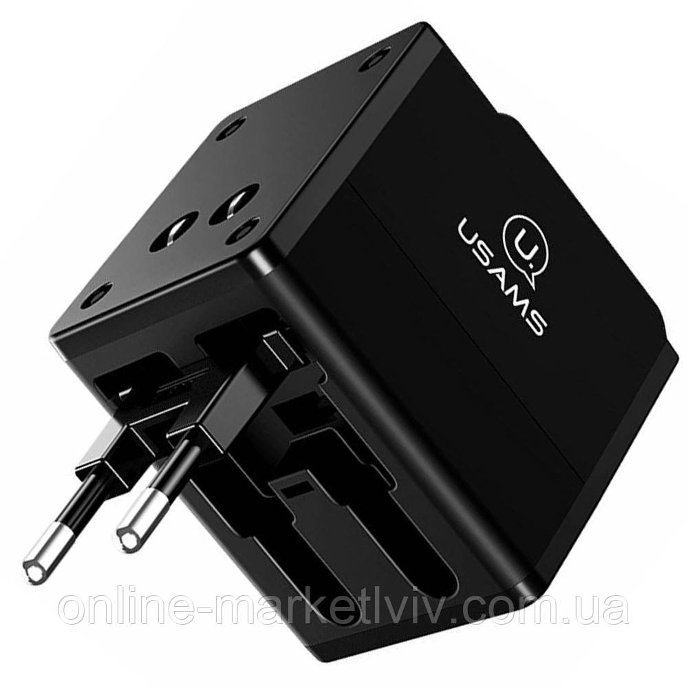 Мережевий зарядний пристрій 2хUSB, Usams T2 / Зарядка для телефону / Універсальний адаптер живлення