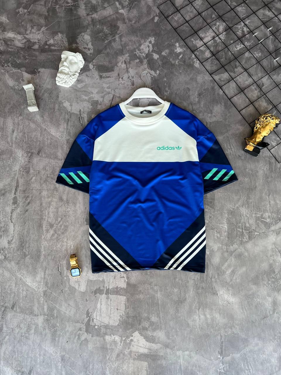 Футболка чоловіча Adidas синяя спортивна літня Теніска Адідас на літо