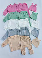 Дитячий комплект рододом трикотаж однотонний розміри 1-3 міс, колір уточнюйте під час замовлення