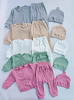 Дитячий комплект трикотаж однотонний розміри 3-9 міс, колір уточнюйте під час замовлення