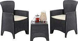 Садові меблі GardenLine Sofia Black Набір стіл + крісла для дачі саду кафе тераси R_2306