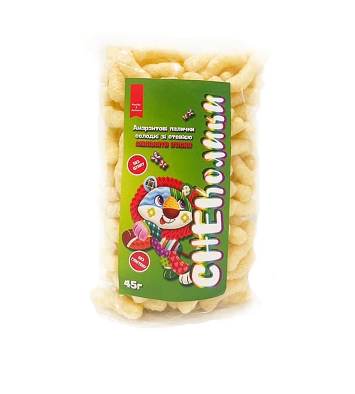 Амарантові палички СНЕКолики солодкі зі стевією Gluten Free, Healthy Generation, 45 г