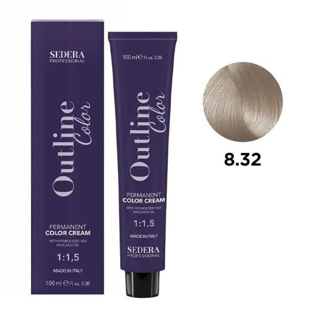 Крем-фарба для волосся  OUTLINE COLOR SEDERA PROFESSIONAL, 100 мл 8.32 світло-русий золотисто-фіолетовий, фото 1