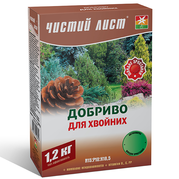 Мінеральне добриво «Чистий лист» для хвойних рослин 1,2 кг