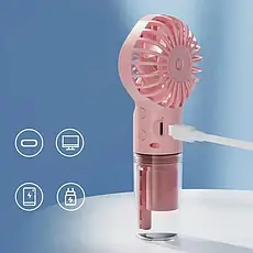 Ручний мінівентилятор із розпиленням води Small fan Фіолетовий, Вентилятор зі зволожувачем повітря F4, фото 4