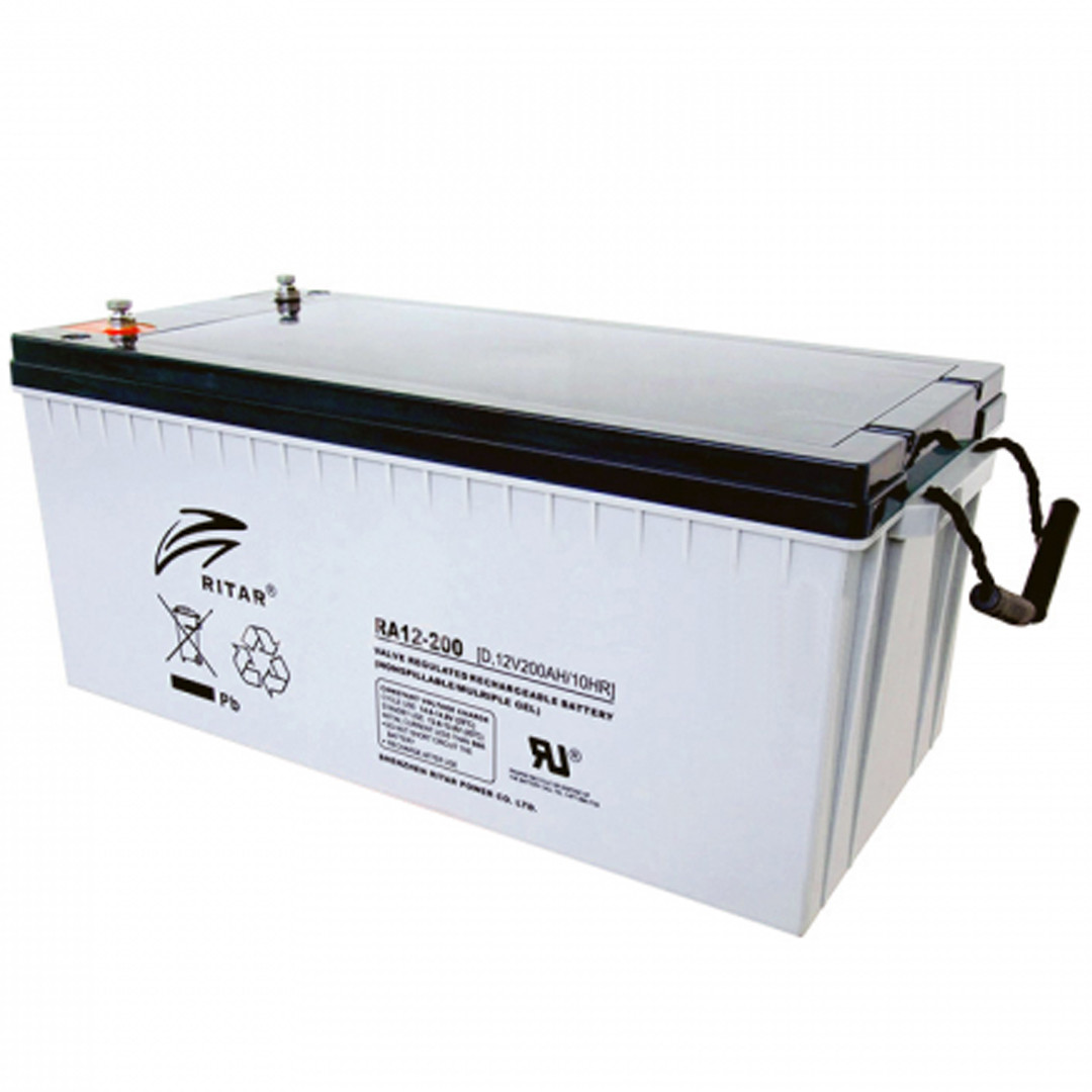 Акумулятор AGM Ritar RA12-200 12V на 200Ah Gray Case Q1 для джерела безперебійного живлення
