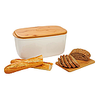 Хлібниця біла з бамбуковою кришкою 23х42х21см, фото 3