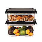 Набір контейнерів акрилових ProPlus (2шт) прямокутної форми з чорною кришкою на 1,4л і 2л, фото 4