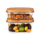 Набір контейнерів акрилових ProPlus (2шт) прямокутної форми з бамбуковою кришкою на 1,4л і 2л, фото 3