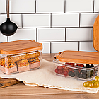 Набір контейнерів акрилових ProPlus (2шт) прямокутної форми з бамбуковою кришкою на 1,4л і 2л, фото 4