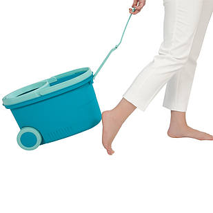Набір для прибирання: відро на колесах, з ручкою на 18л, швабра та моп круглий
