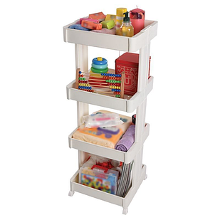 Полиця-органайзер чотирьох`ярусна пластикова, полиця етажерка підлогова на чотири яруси