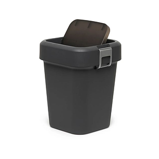 Відро для сміття на 8л пластикове, з поворотною кришкою чорне