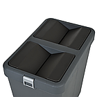 Відро для сміття подвійне 14+14л пластикове, з поворотною кришкою антрацит, фото 2