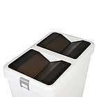 Відро для сміття подвійне 40+40л пластикове, з поворотною кришкою біле, фото 2