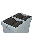 Відро для сміття подвійне 14+14л пластикове, з поворотною кришкою сіре, фото 2