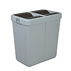 Відро для сміття подвійне 14+14л пластикове, з поворотною кришкою сіре, фото 3