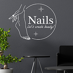 Інтер'єрна наклейка Let's create beauty M 423х320мм Манікюр Педикюр Happy Pocket Біла HP-053M-010M