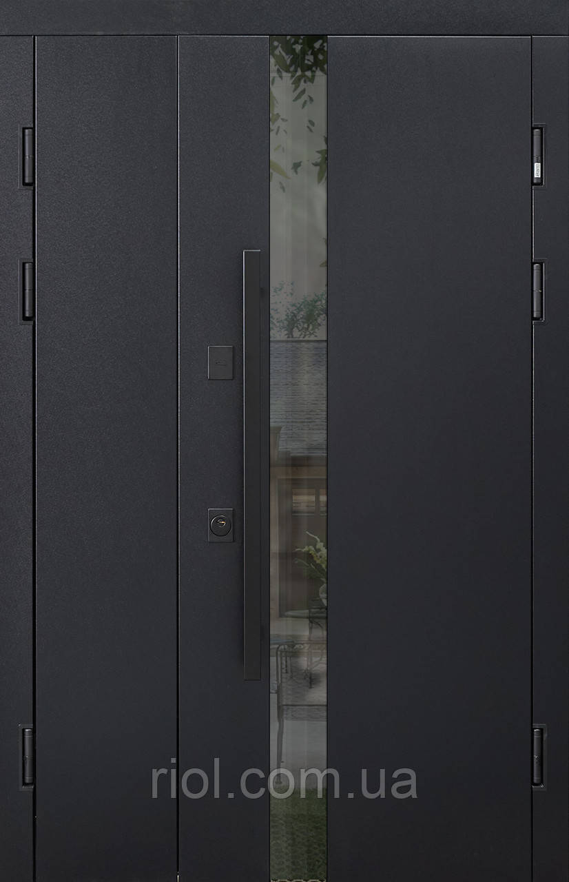 Полуторні вхідні двері з терморозривом Carat Black, фото 1