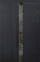 Полуторні вхідні двері з терморозривом Carat Black Гарантія 7 років