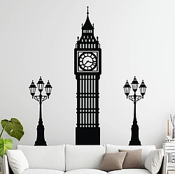Вінілова наклейка Біг-Бен Вуличні ліхтарі Набір S Англія символи Happy Pocket Чорний матовий HP-073S-070M