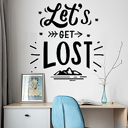 Набір вінілових наклейок Let's get lost 49х51см туризм гори мотиватор Happy Pocket Чорний матовий HP-089S-070M