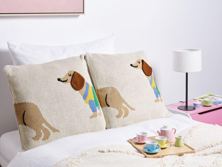 Набір з 2 бавовняних дитячих подушок з мотивом такси 45 х 45 см, бежевий BATTAL, фото 1