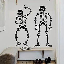 Інтер'єрна наклейка Веселі скелети друзі Набір 2шт у клас біології Happy Pocket Чорний матовий HP-092-070M