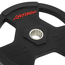 Диски обгумові для штанги LIFE FITNESS 20 кг 51 мм для силових тренувань, фото 3