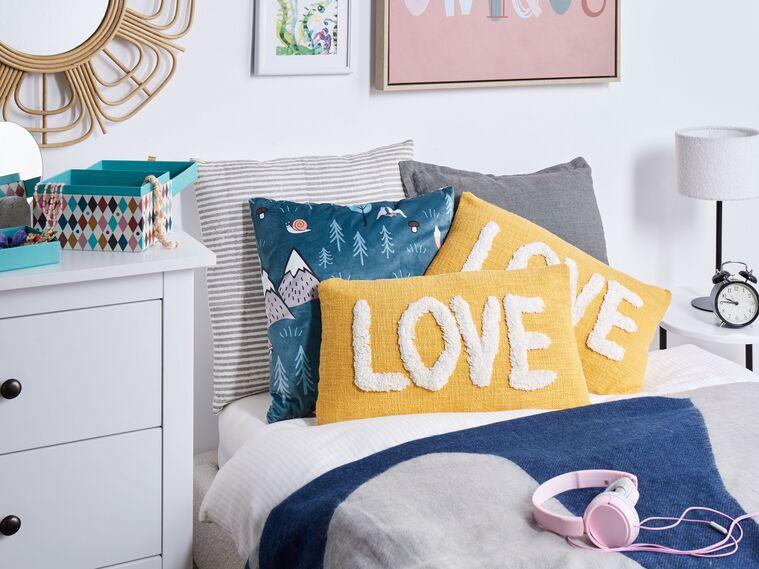 2 бавовняні подушки 30 x 50 см Жовтий LOVE, фото 1