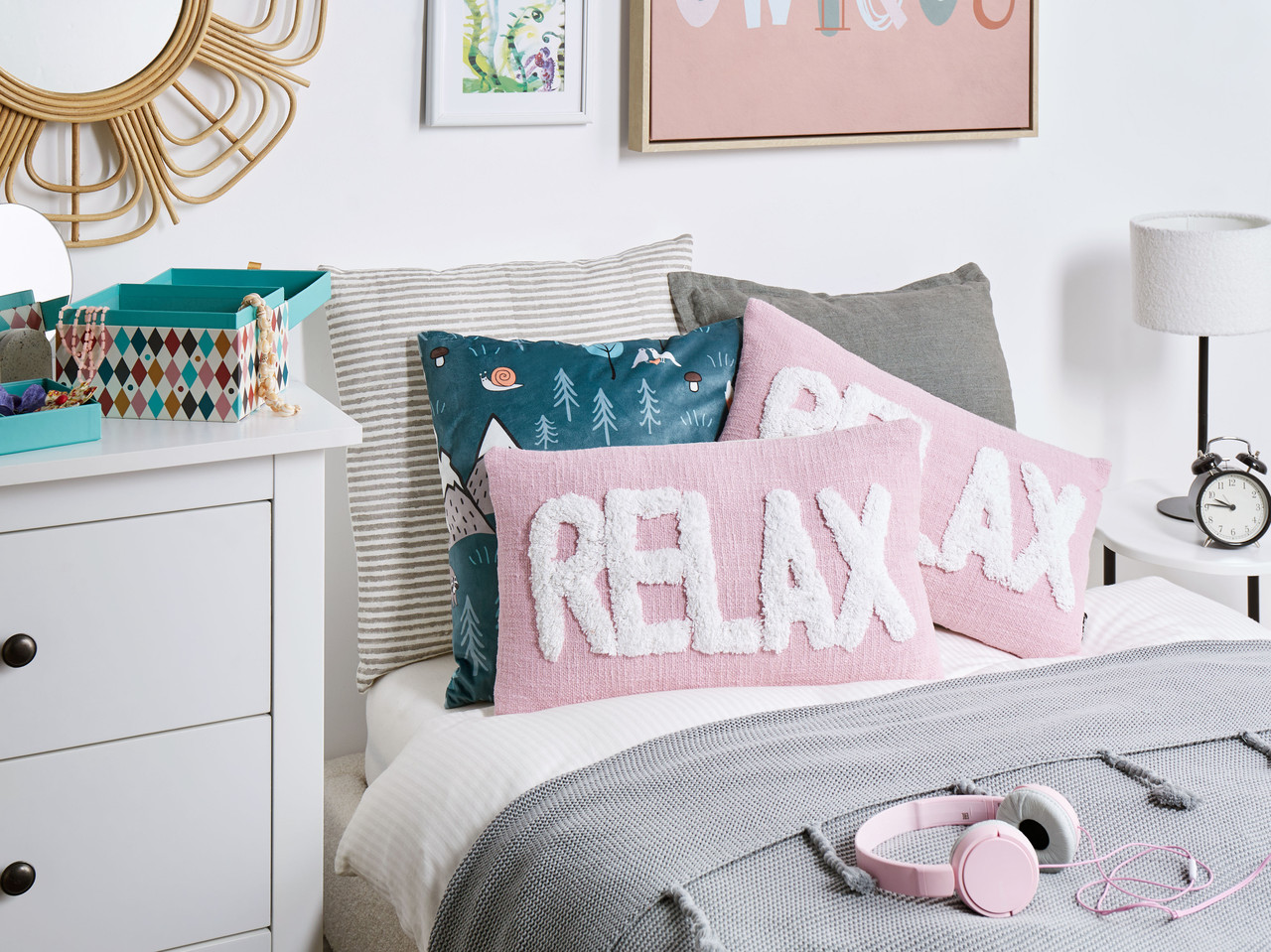 2 бавовняні подушки 30 x 50 см пастельно-рожевий RELAXIFY, фото 1