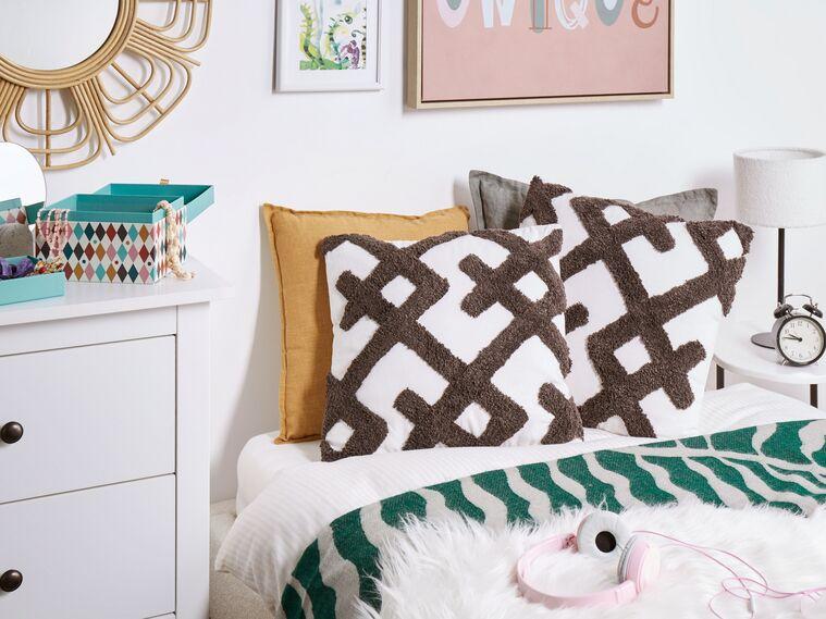 2 бавовняні подушки з абстрактним візерунком 45 х 45 см Біло-коричнева ГВОЗДИКА, фото 1