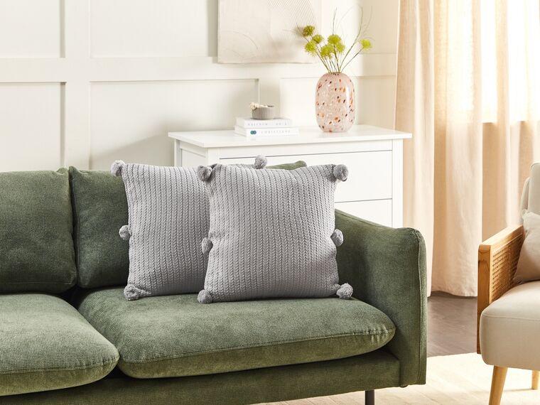 Набір з 2 бавовняних в'язаних подушок 45 x 45 см, сірий OCOTEA, фото 1