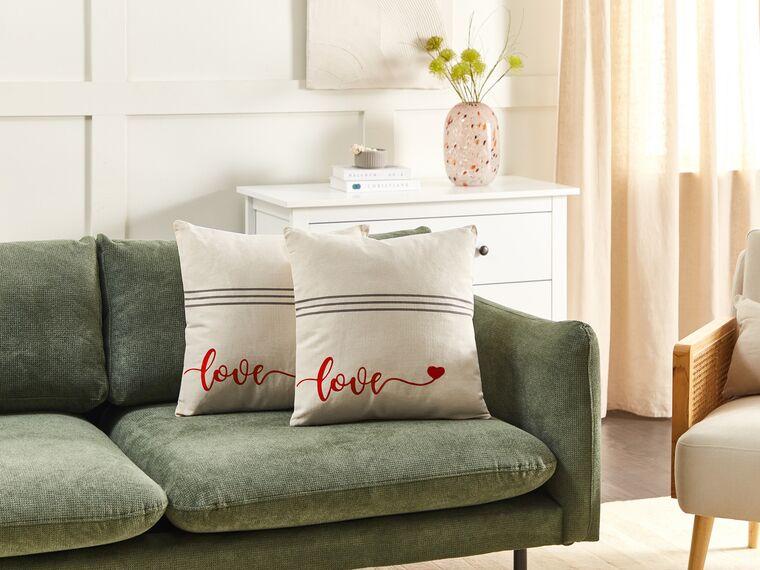 Набір з 2 бавовняних подушок 45 x 45 см, бежевий PLUMERIA, фото 1