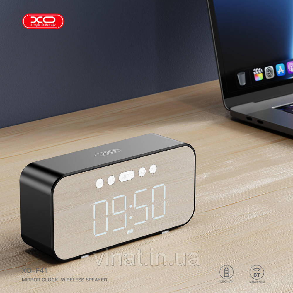 Портативна Bluetooth колонка XO F41 з функцією годинника та будильника / підтримка TF/SD карт / FM радіо