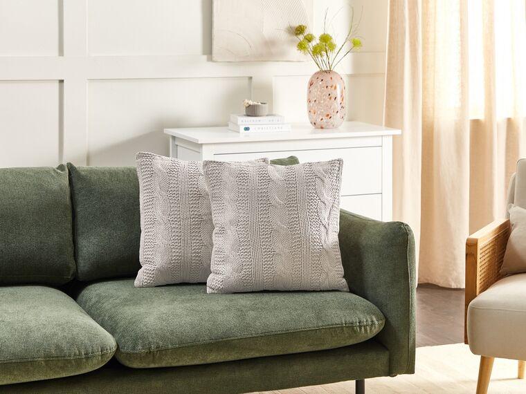 Набір з 2 бавовняних подушок 45 x 45 см сіро-коричневий CONSTYLIS, фото 1